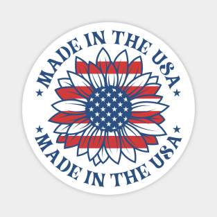 Made In the USA Sunflower US flag Magnet